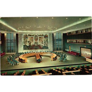 United Nations Security Council Chamber Postcard Vintage Official Photo